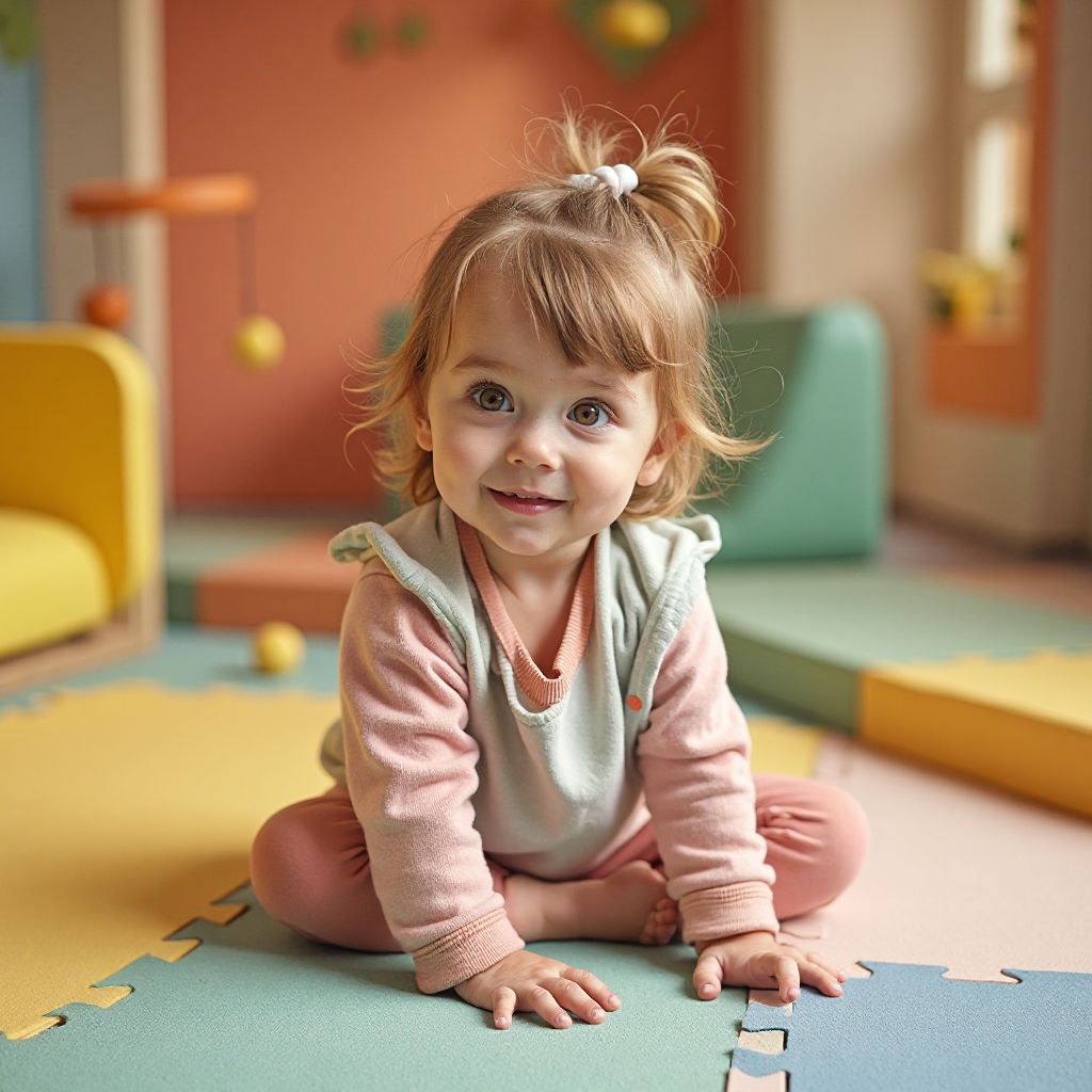 Toddler soft play zone with age-appropriate equipment and padded surfaces